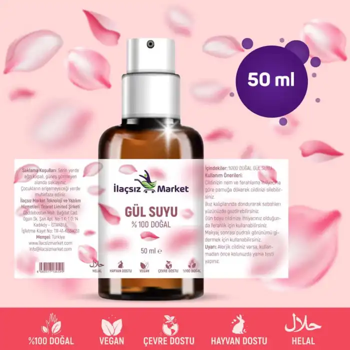 Gül Suyu / 50 ml (Doğal Hidrosol Gül Yağlı)
