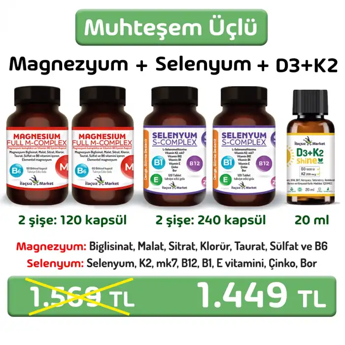 Muhteşem 3lü (Magnezyum, Selenyum, D3+K2)