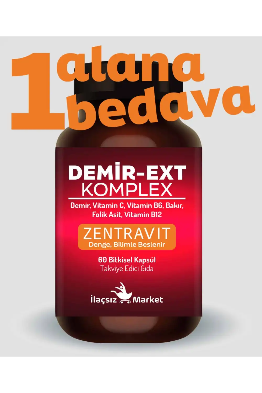 ZENTRAVIT DEMİR-EXT KOMPLEX (Ferroz Bisglisinat) 60 Bitkisel Kapsül