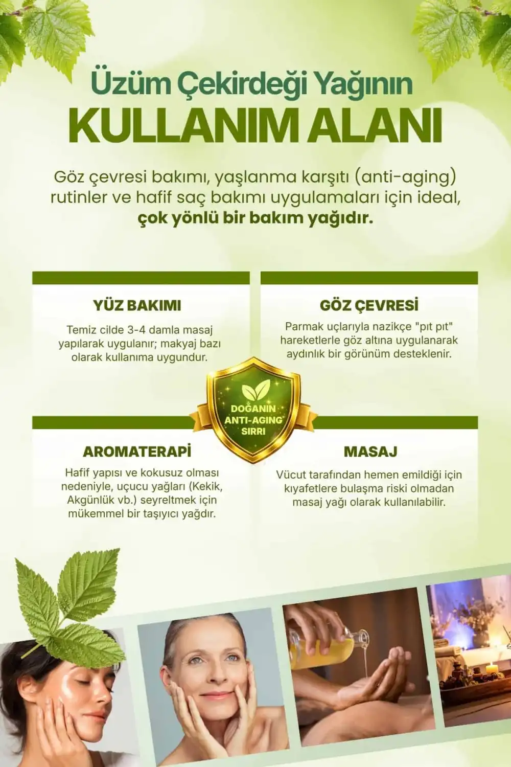 Üzüm Çekirdeği Yağı Soğuk Sıkım (Grape Seed) – Vitis Vinifera / 100 ml