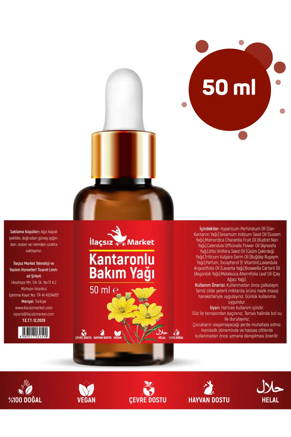 KANTARONLU BAKIM YAĞI (Sarı Kantaron & Kudret Narı Özlü) / 50 ml