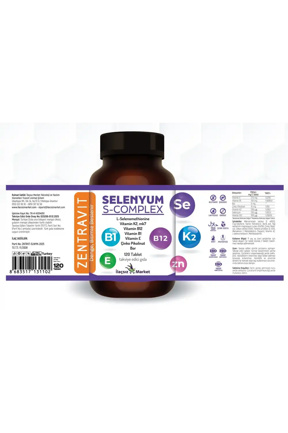 3lü Sinerji Paketi: Magnezyum M-Complex + Selenyum S-Complex + Vegan D3K2