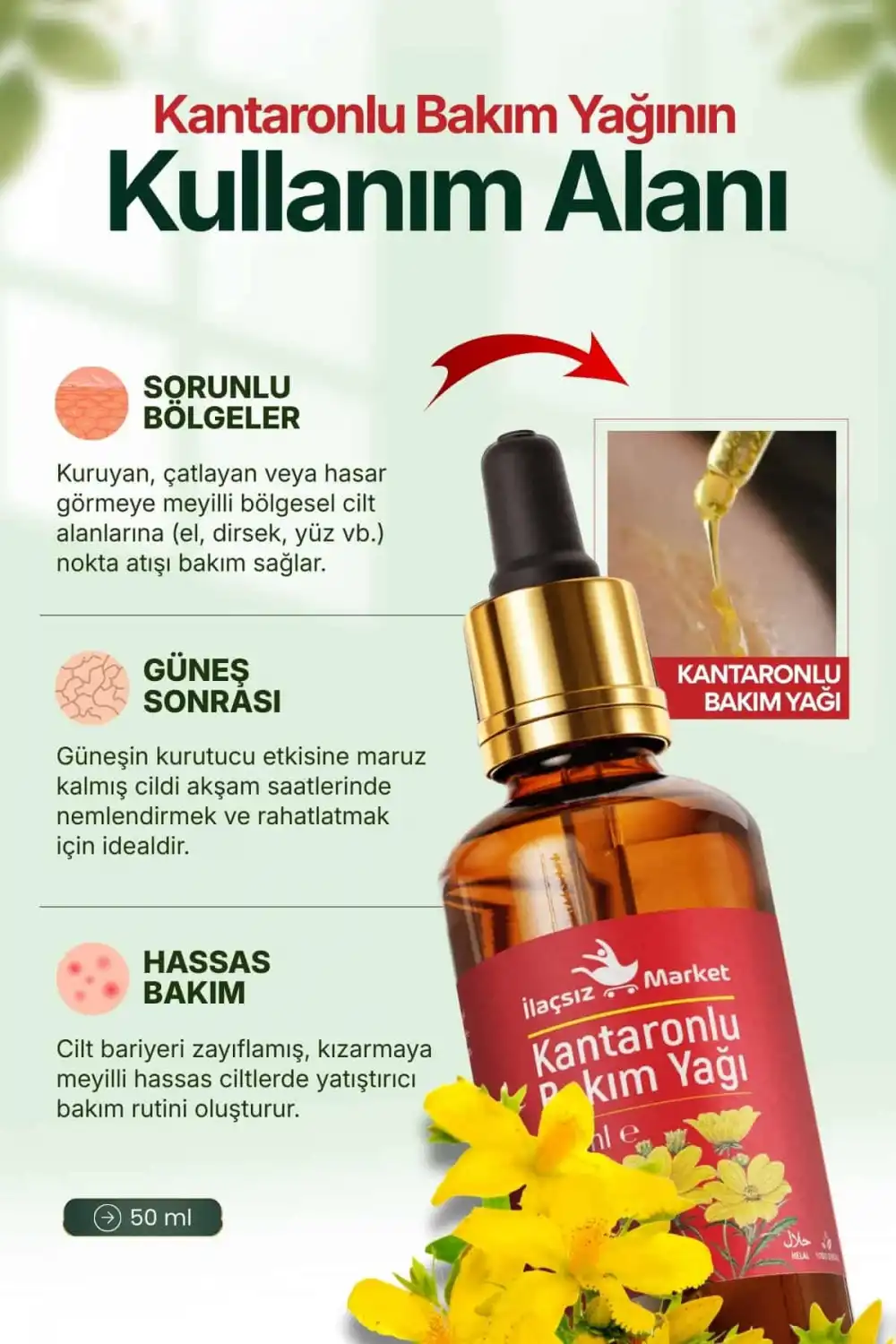 KANTARONLU BAKIM YAĞI (Sarı Kantaron & Kudret Narı Özlü) / 50 ml