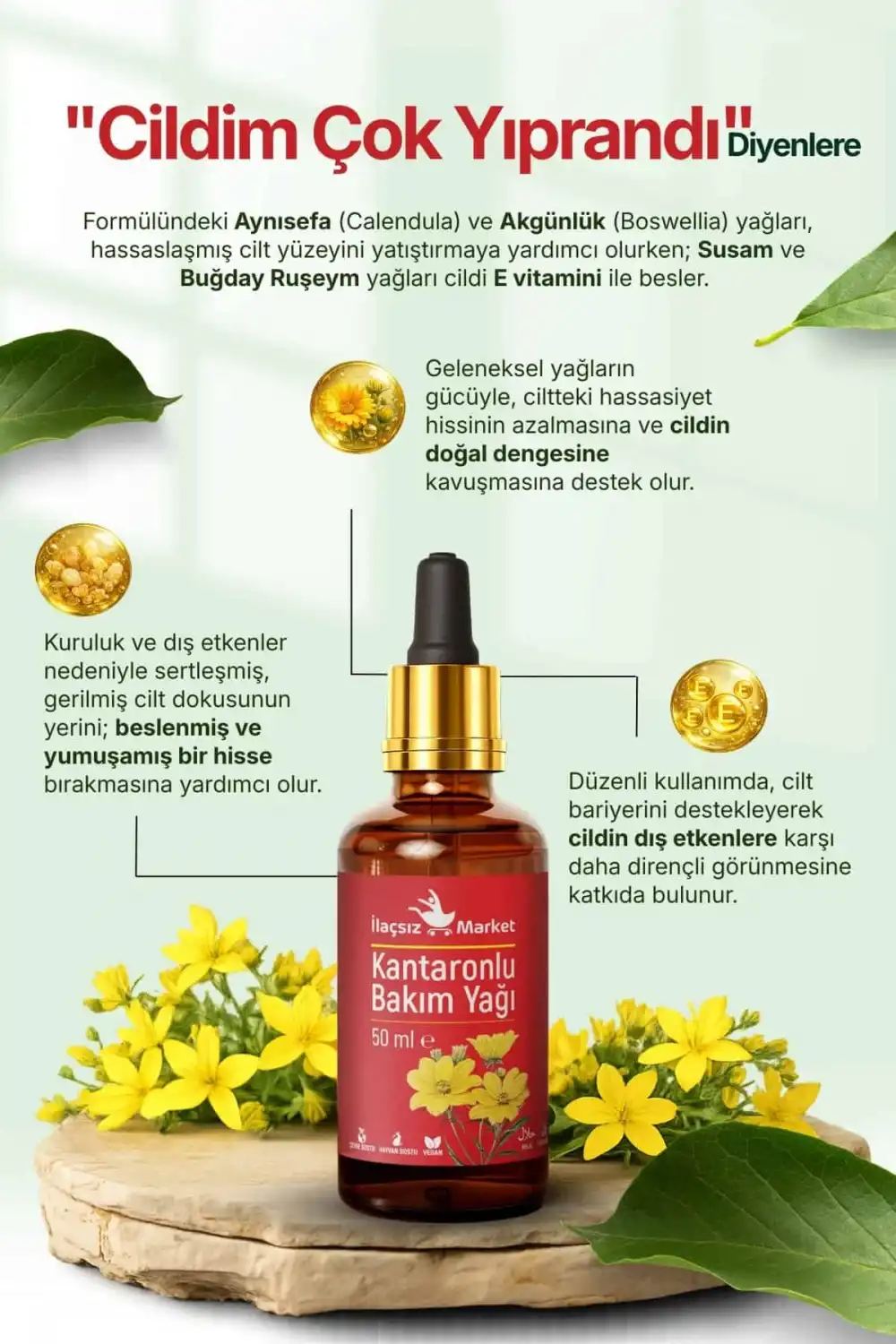 KANTARONLU BAKIM YAĞI (Sarı Kantaron & Kudret Narı Özlü) / 50 ml