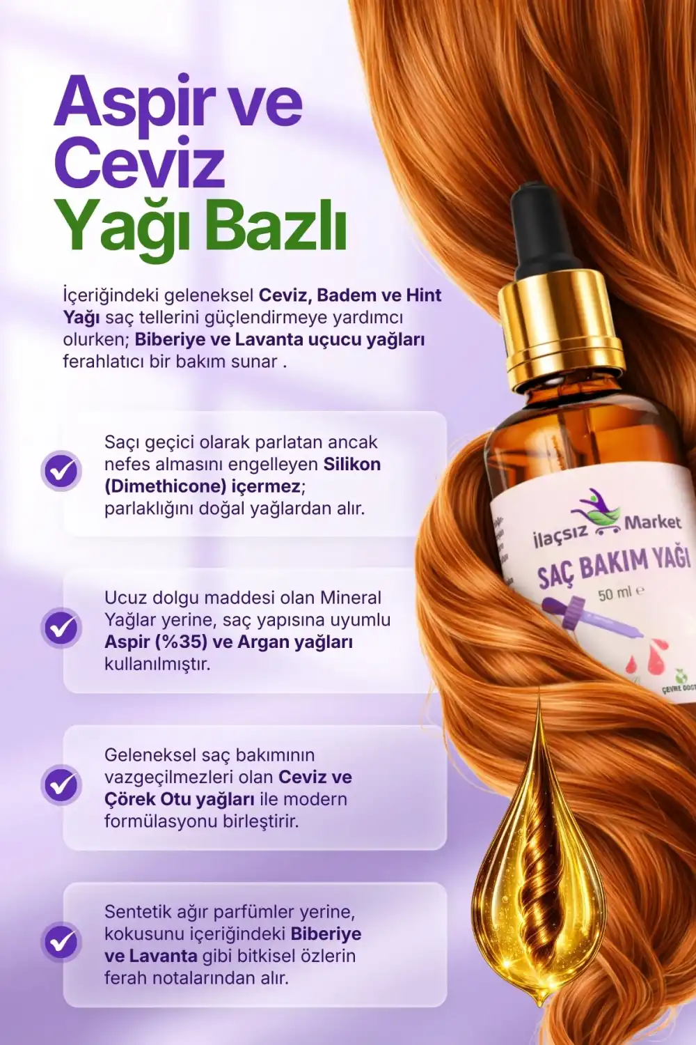 SAÇ BAKIM YAĞI (16 Doğal Bileşenli Bakım Kompleksi) / 50 ml