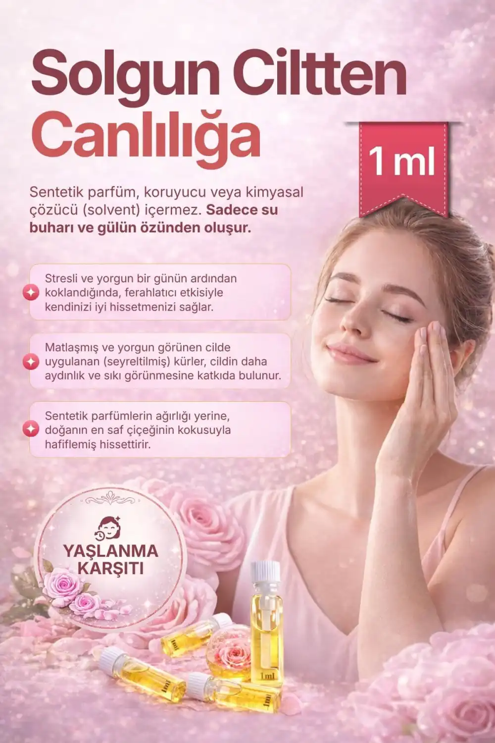 GÜL YAĞI (Rosa Damascena) – %100 Saf & Seyreltilmemiş Uçucu Yağ – 1 ml