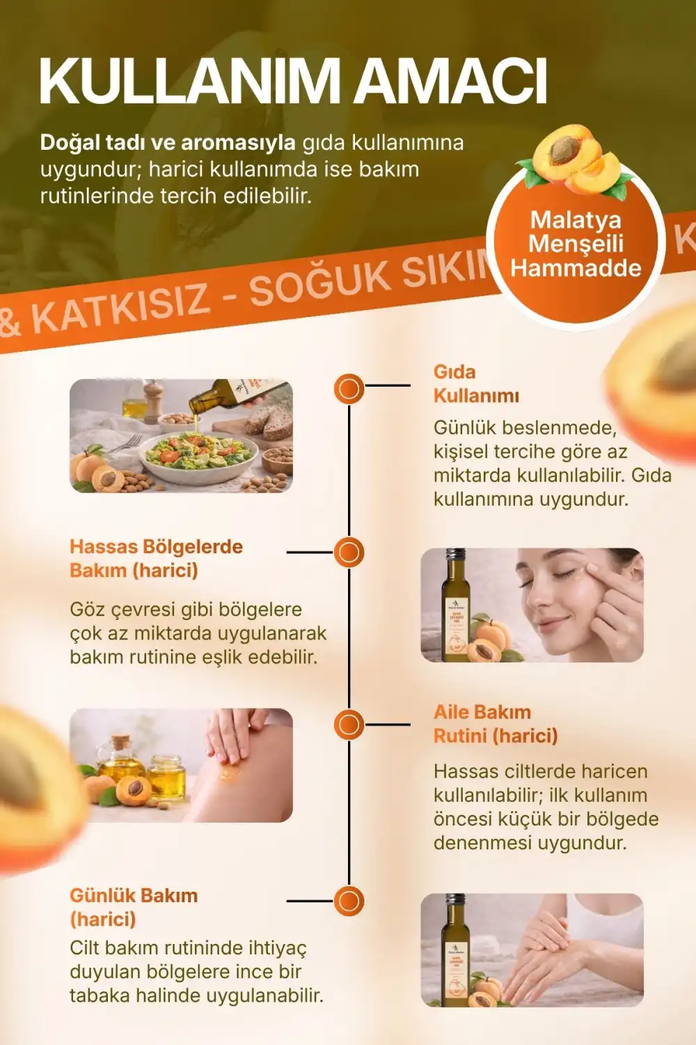 KAYISI ÇEKİRDEĞİ YAĞI SOĞUK SIKIM (Prunus Armeniaca) – %100 Saf & Doğal / 100 ml