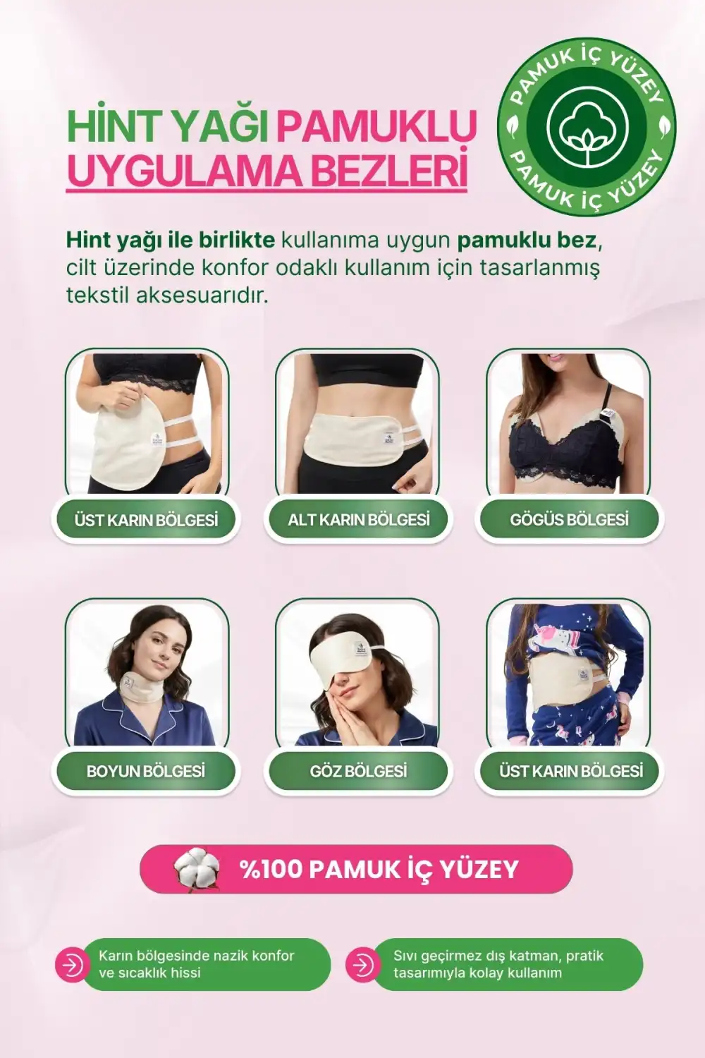 Hint Yağı Göğüs Uygulama Bezi (Castor Oil Pack) – %100 Organik & Sızdırmaz A-B CUP