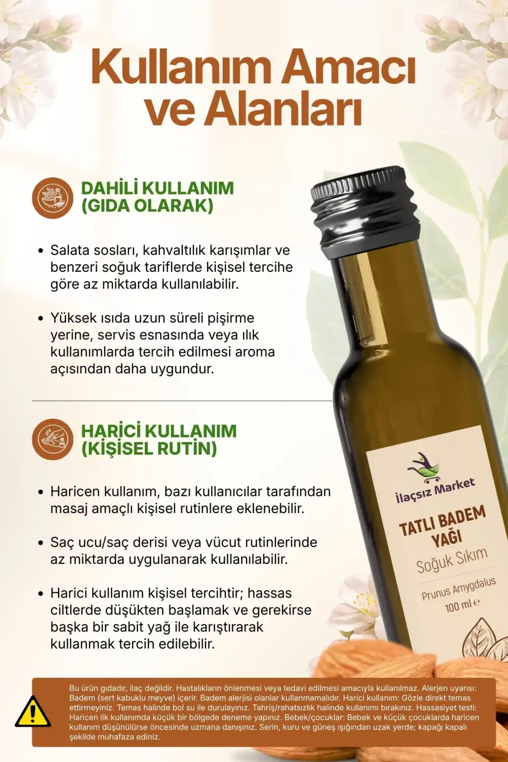 Tatlı Badem Yağı / 100 ml.