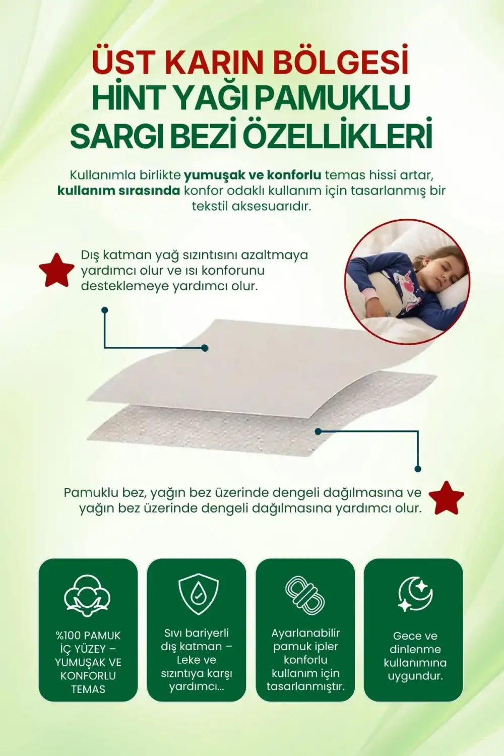 Çocuk Boyu (Sağ Kaburga Altı) Hint Yağı Uygulama Pedi (Castor Oil Pack) – %100 Ham Pamuk