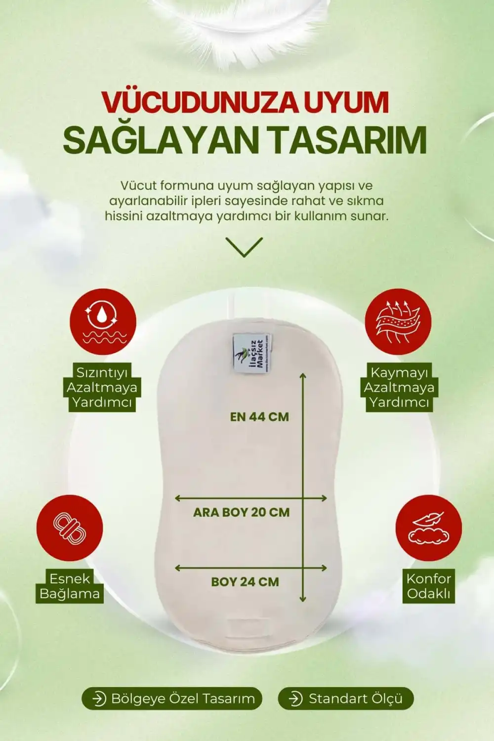 Sağ Kaburga Altı (Sağ Üst Karın) Hint Yağı Uygulama Bezi – %100 Pamuk & Sızdırmaz