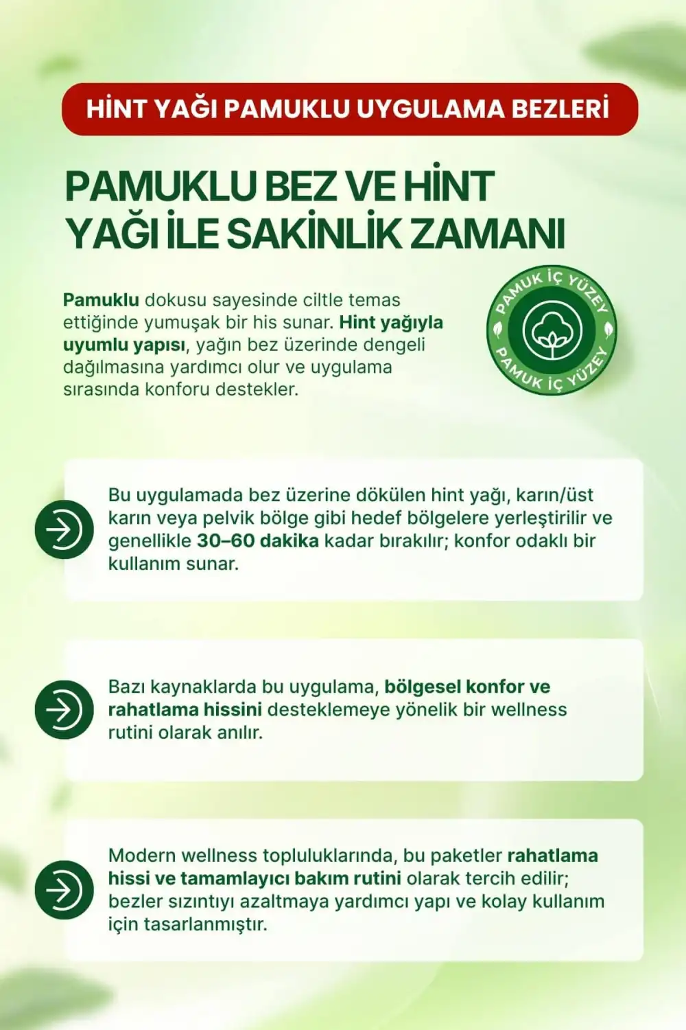 Boyun ve Göz Çevresi Hint Yağı Uygulama Pedi (Castor Oil Pack) Ayarlanabilir – %100 Ham Pamuk
