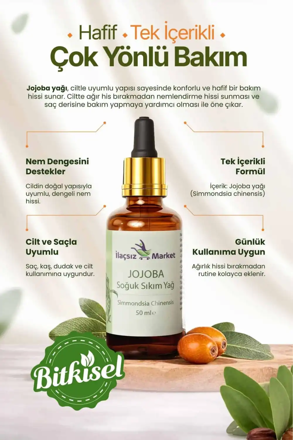 3’lü Sinerji Bakım Seti: Hint Yağı + Jojoba + Akgünlük (%100 Saf & Soğuk Sıkım)