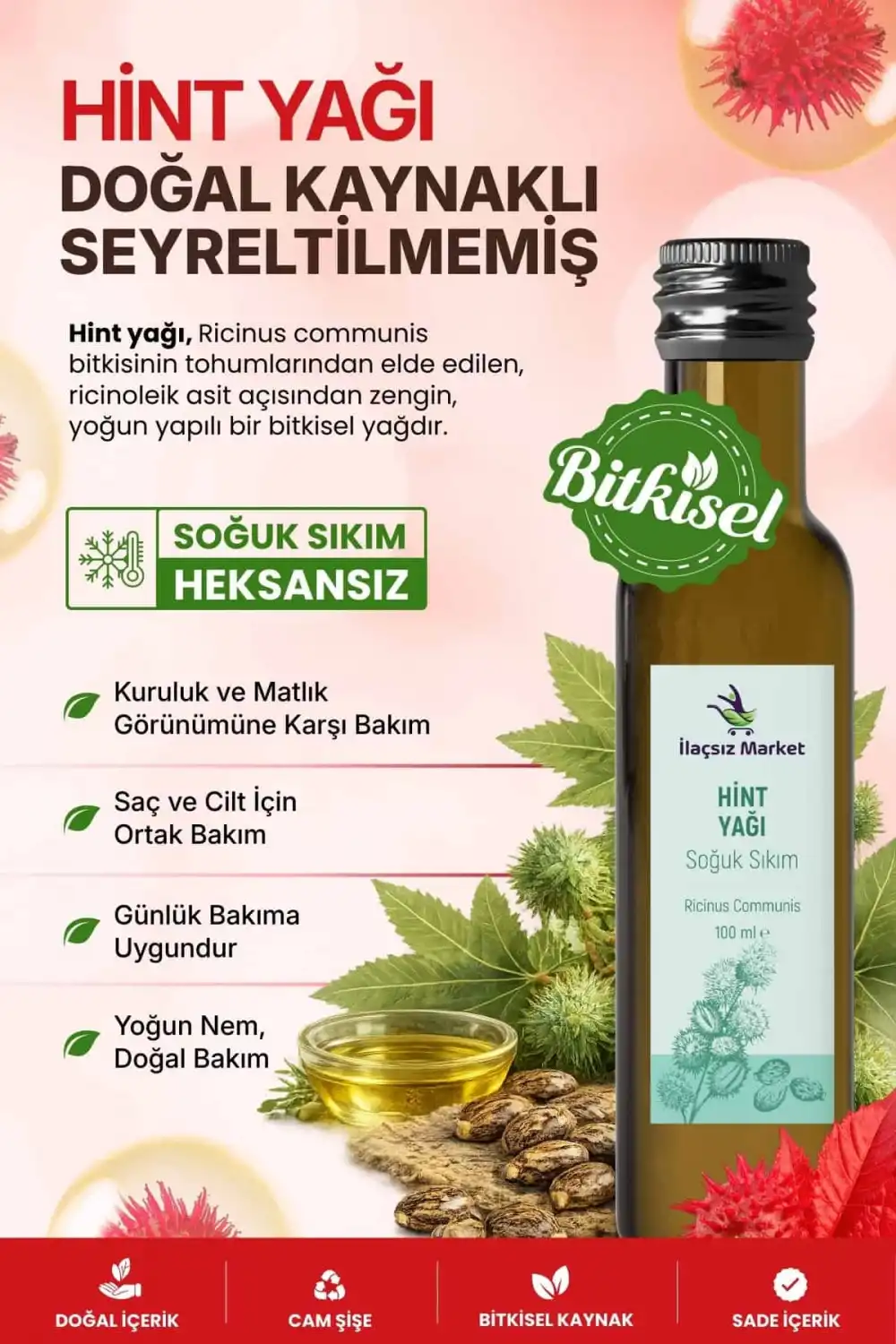 3’lü Sinerji Bakım Seti: Hint Yağı + Jojoba + Akgünlük (%100 Saf & Soğuk Sıkım)