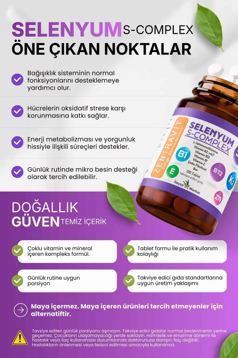 Zentravit Selenyum S-Complex Takviyesi / 120 Tablet 1 ALANA 1 BEDAVA