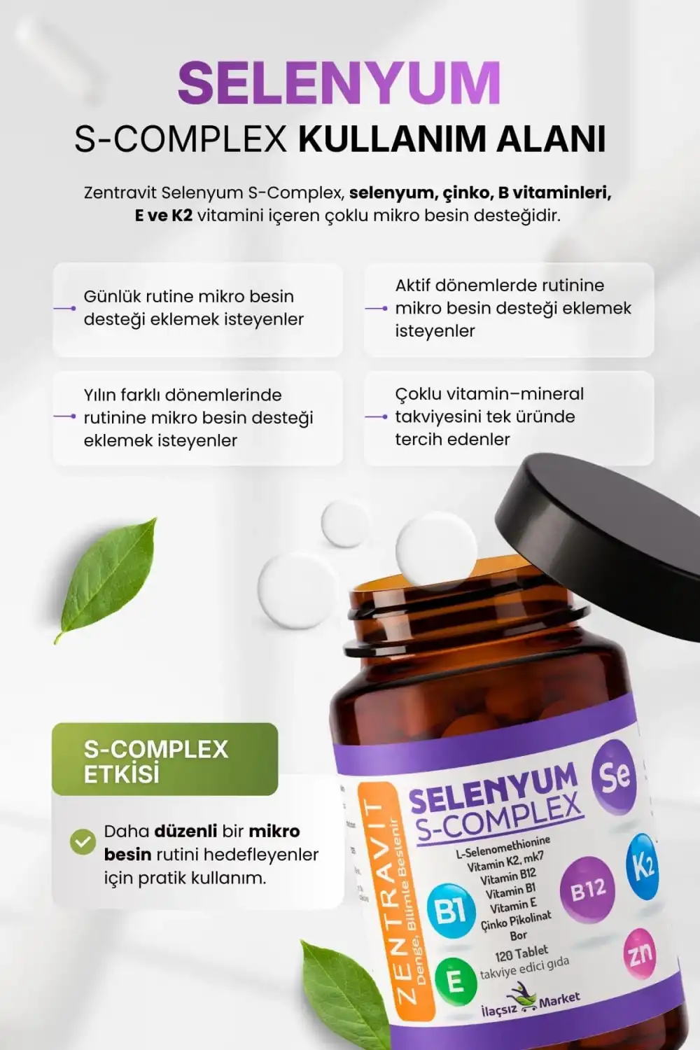 Zentravit Selenyum S-Complex Takviyesi / 120 Tablet 1 ALANA 1 BEDAVA