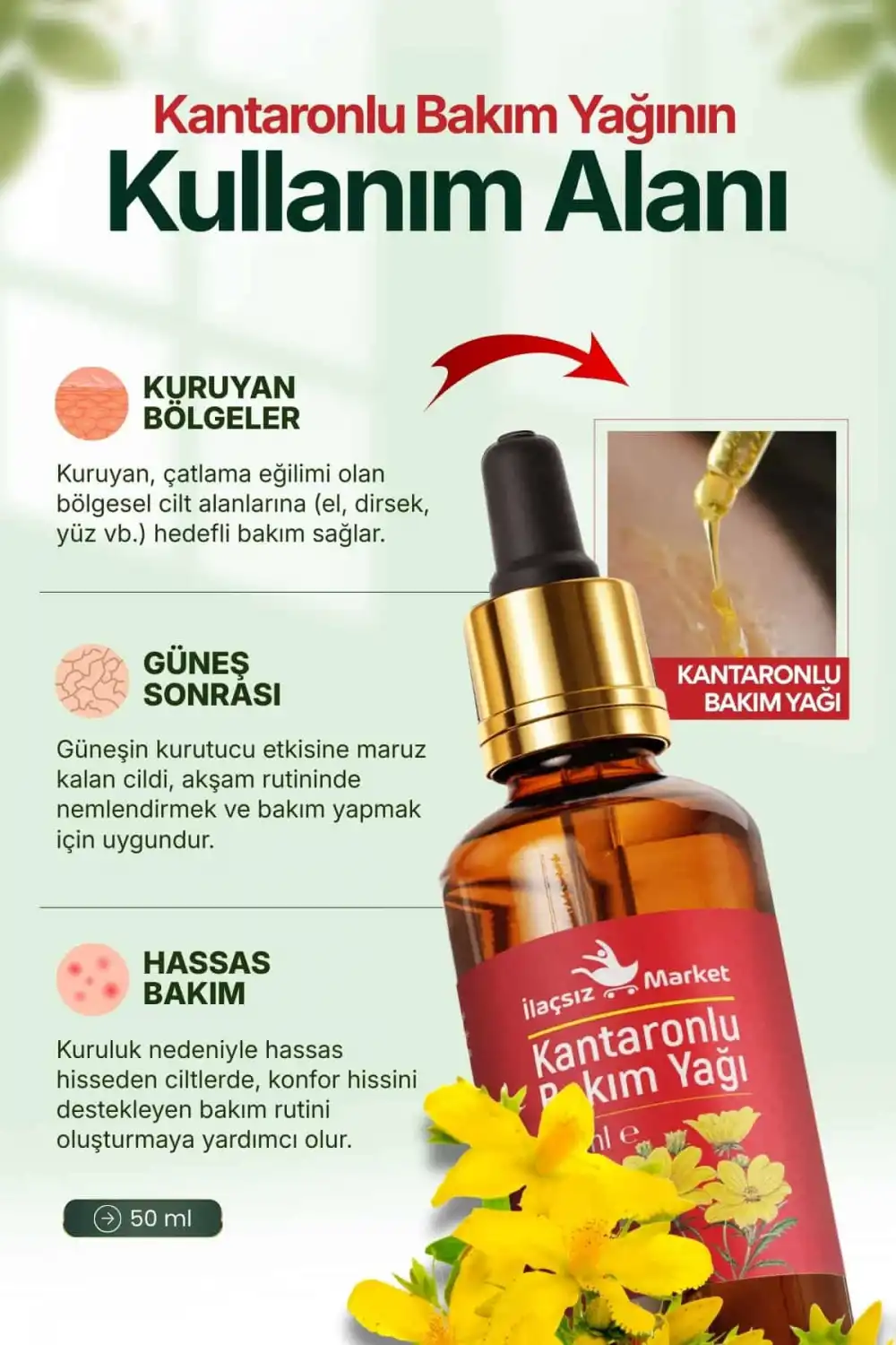 KANTARONLU BAKIM YAĞI (Sarı Kantaron & Kudret Narı Özlü) / 50 ml