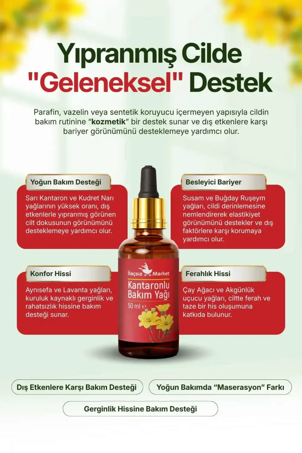 KANTARONLU BAKIM YAĞI (Sarı Kantaron & Kudret Narı Özlü) / 50 ml