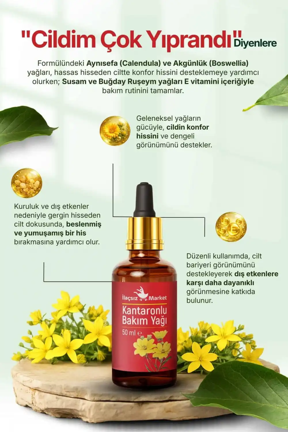 KANTARONLU BAKIM YAĞI (Sarı Kantaron & Kudret Narı Özlü) / 50 ml