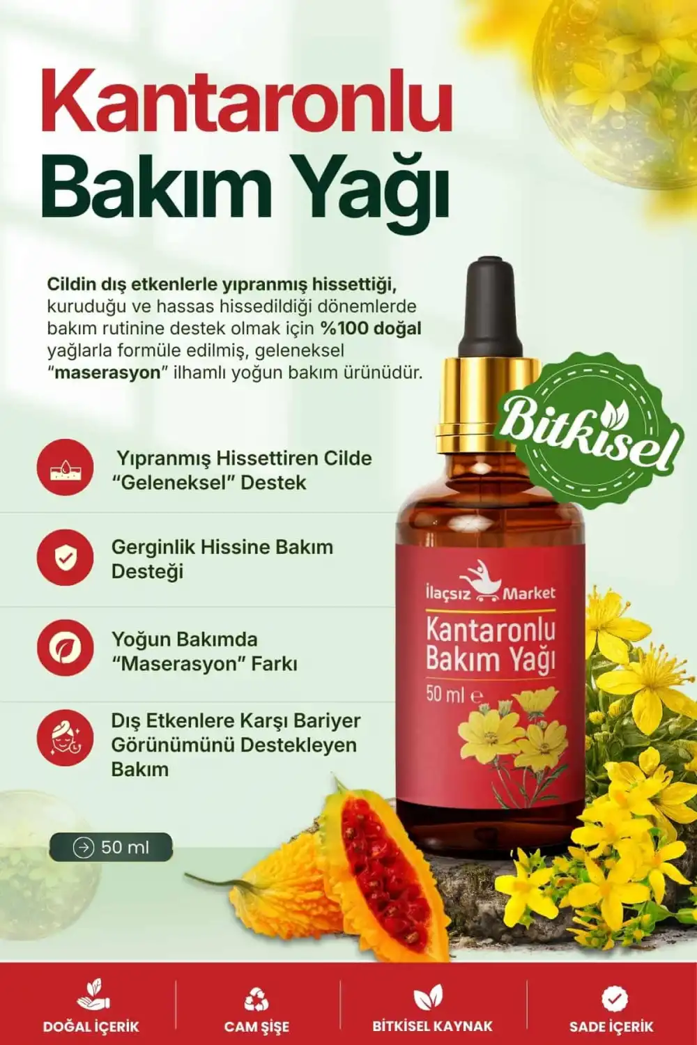 KANTARONLU BAKIM YAĞI (Sarı Kantaron & Kudret Narı Özlü) / 50 ml