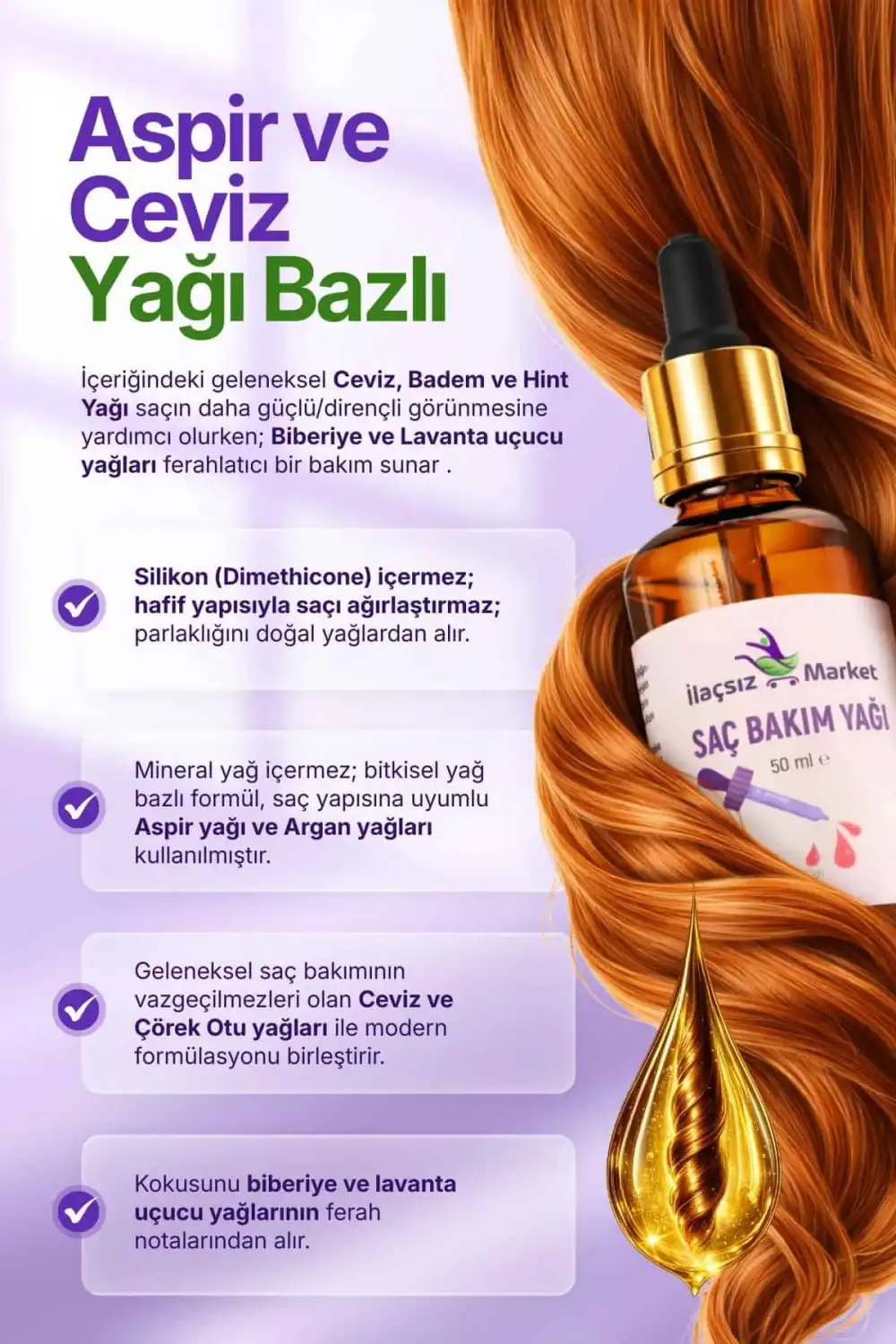 SAÇ BAKIM YAĞI (16 Doğal Bileşenli Bakım Kompleksi) / 50 ml