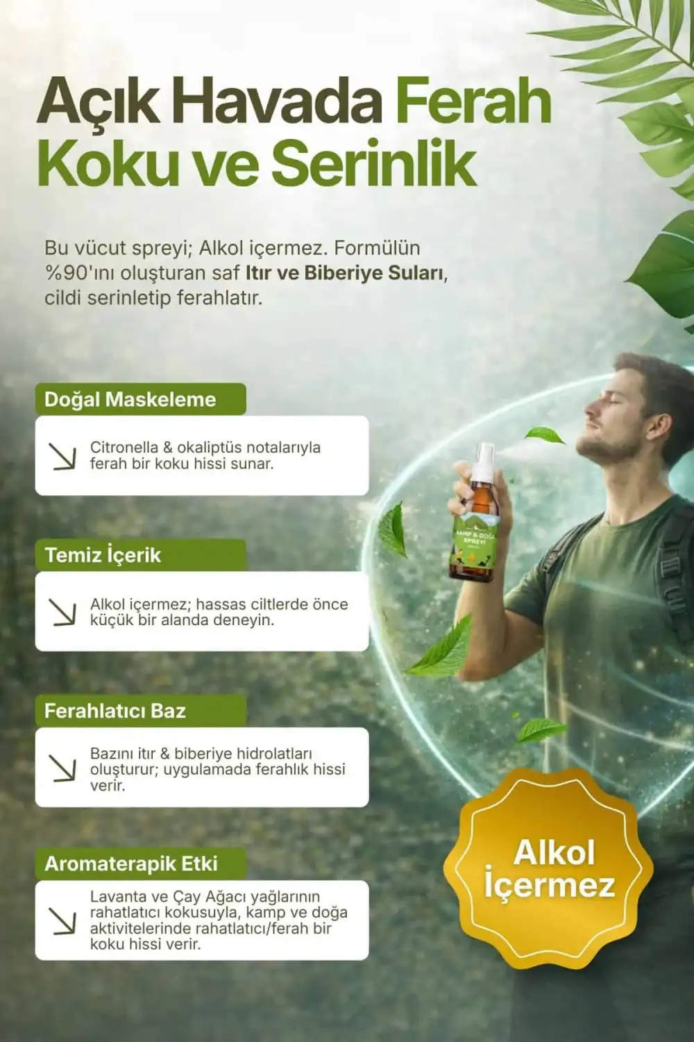 KAMP & DOĞA SPREYİ (Itır ve Biberiye Özlü Doğal Koruyucu) – 100 ml