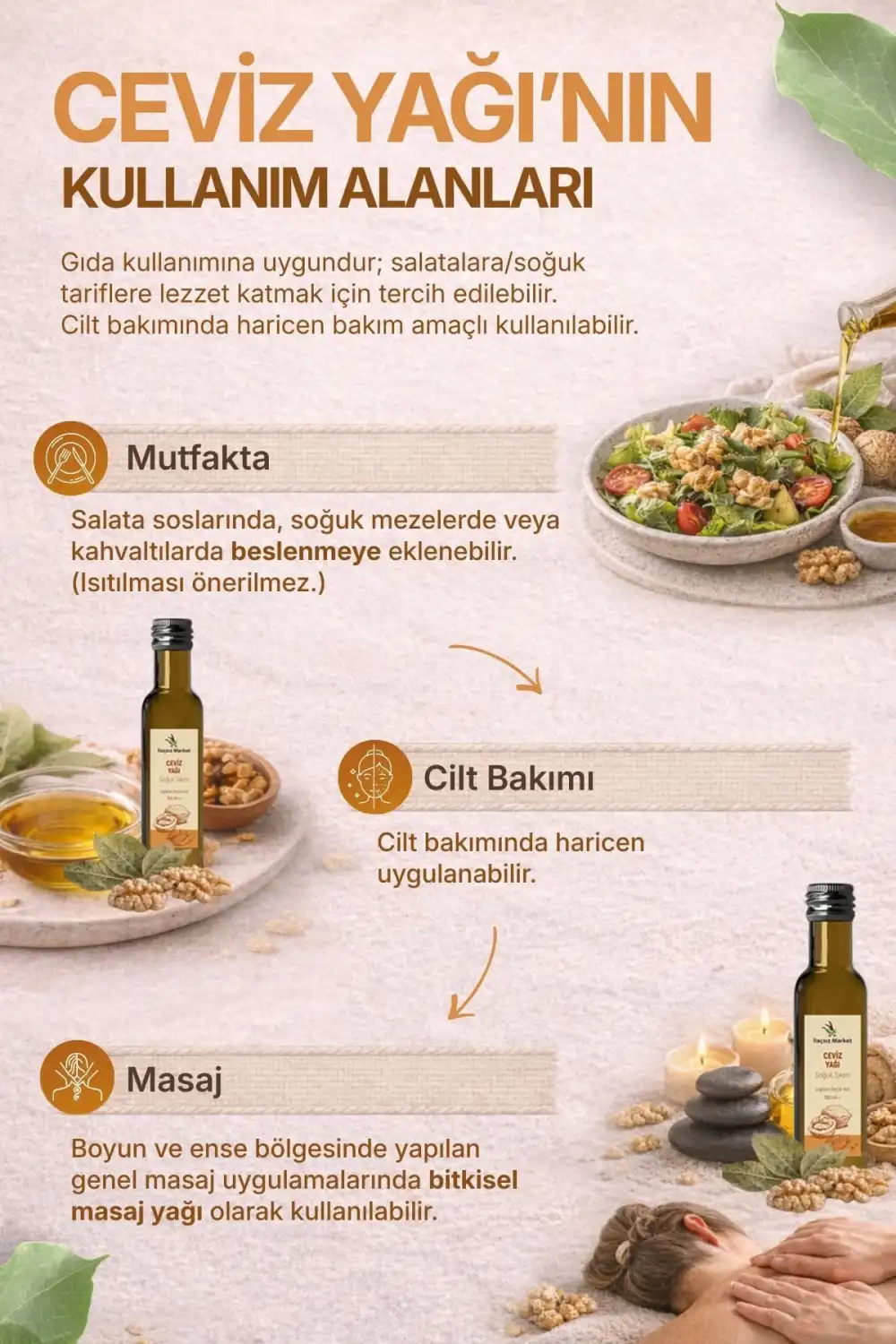 CEVİZ YAĞI SOĞUK SIKIM (Juglans Regia) – %100 Saf & Doğal – 100 ml