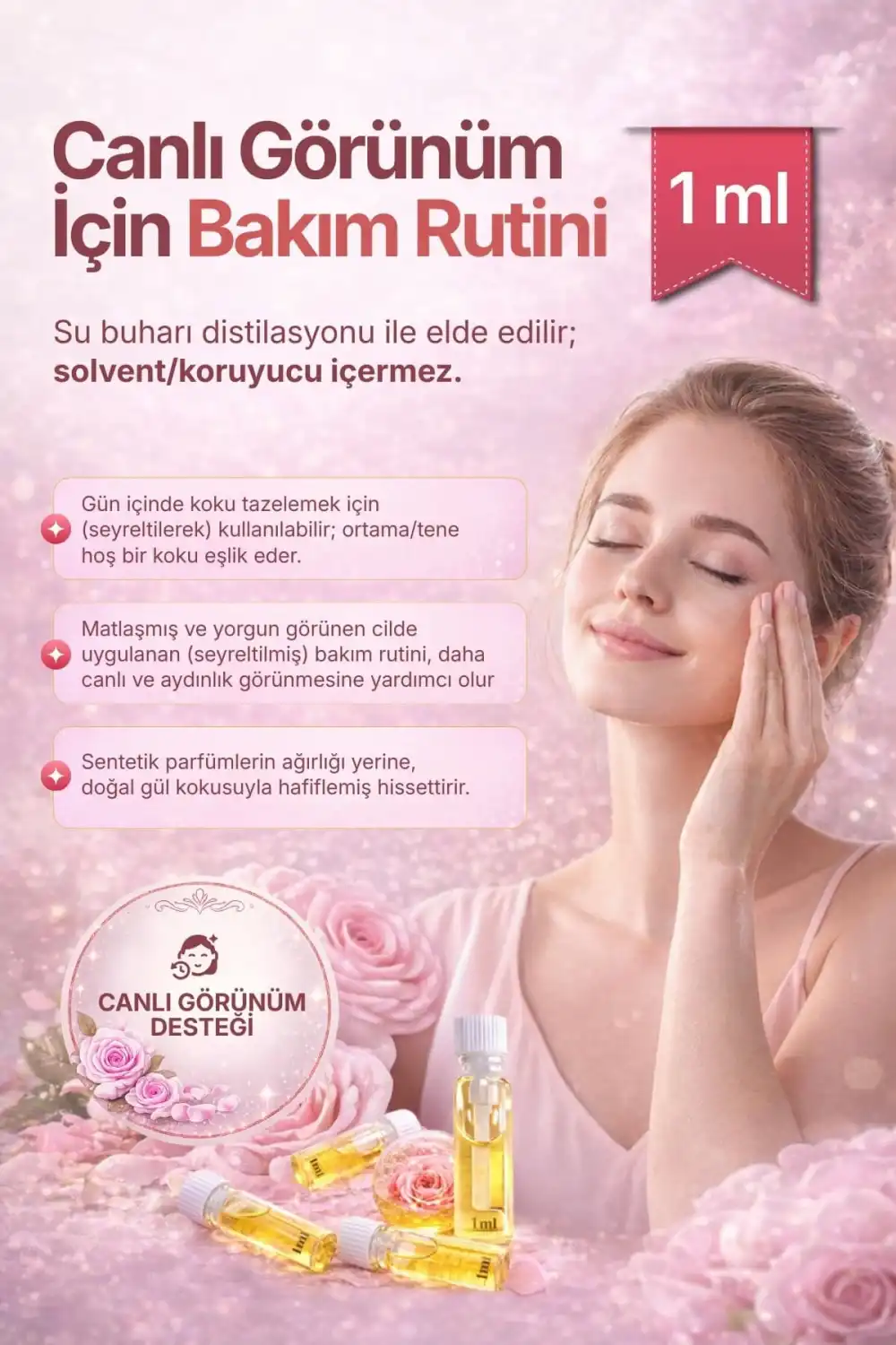 GÜL YAĞI (Rosa Damascena) – %100 Saf & Seyreltilmemiş Uçucu Yağ – 1 ml