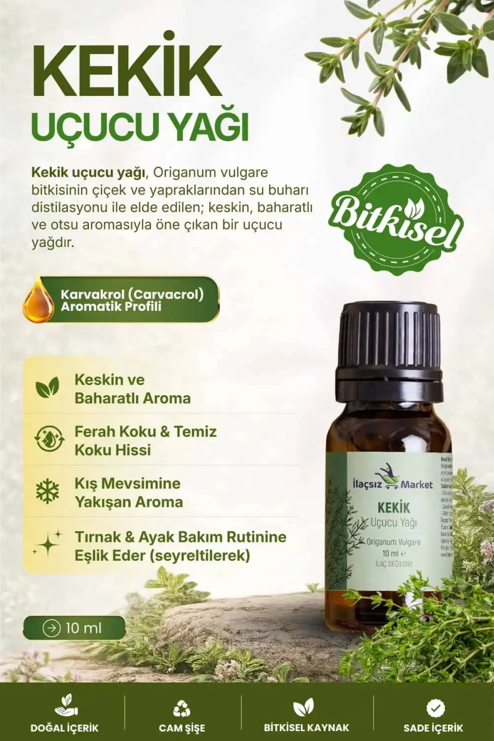Kekik Uçucu Yağı (Oregano Oil) - Origanum Vulgare / 10 ml (Tıbbi)