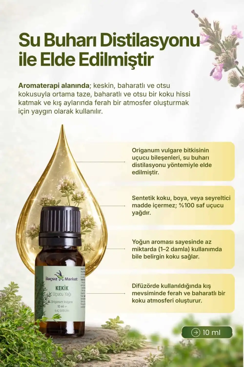 Kekik Uçucu Yağı (Oregano Oil) - Origanum Vulgare / 10 ml (Tıbbi)