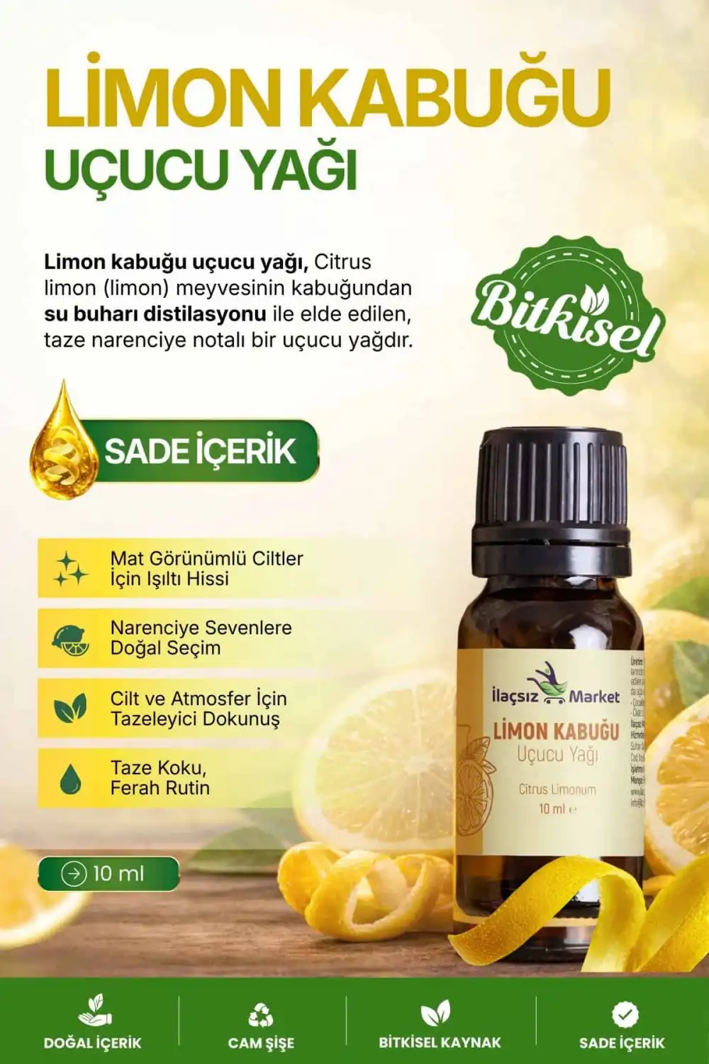 Limon Kabuğu Yağı / 10 ml (Tıbbi)