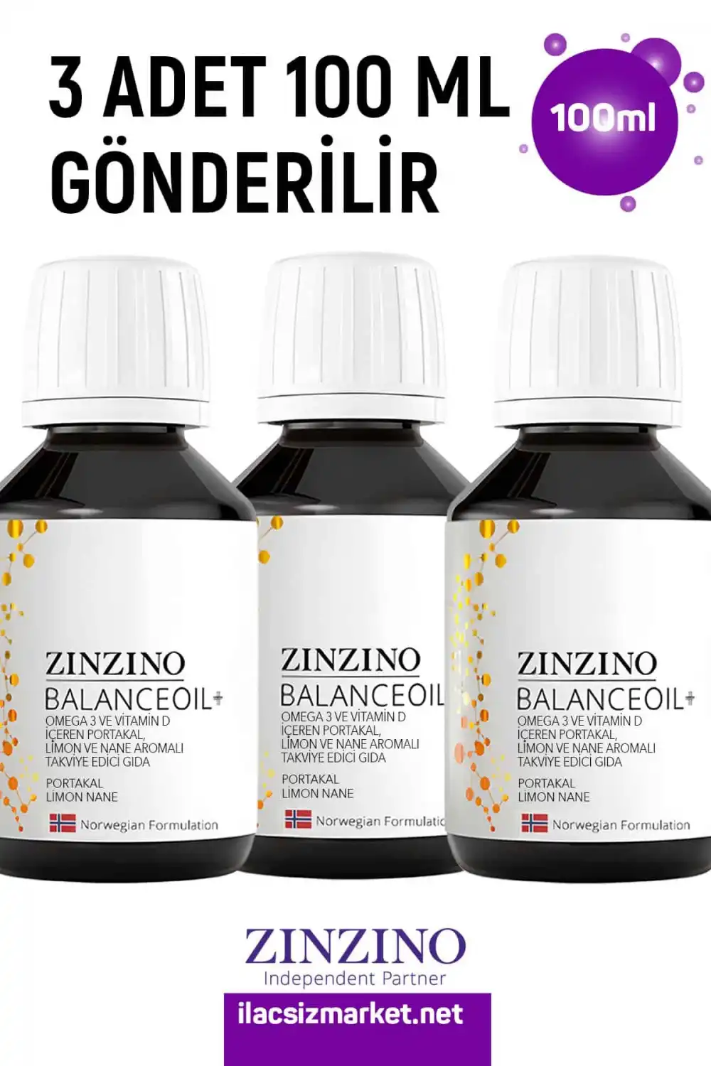 Zinzino Omega 3 - BalanceOil+ 300 ml 3 ADET 100 ML GÖNDERİLİR.