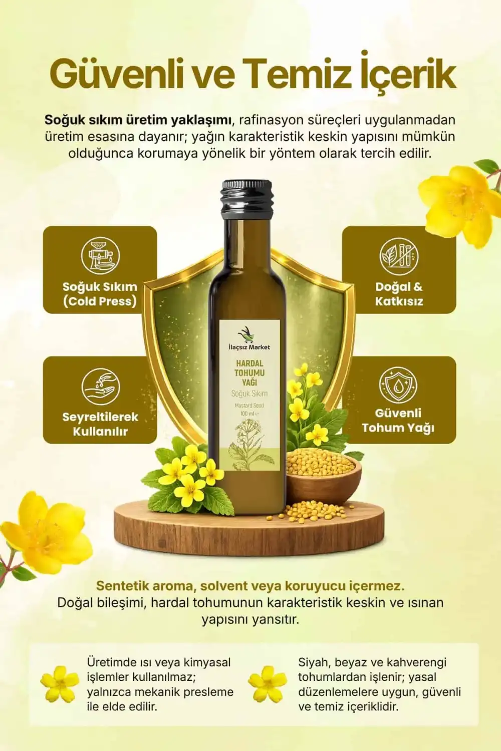 HARDAL TOHUMU YAĞI SOĞUK SIKIM (Brassica nigra) – %100 Saf & Doğal / 100 ml