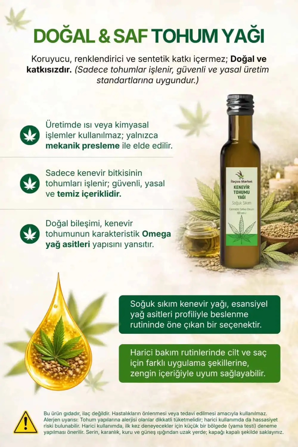 Kenevir Yağı / 100 ml.