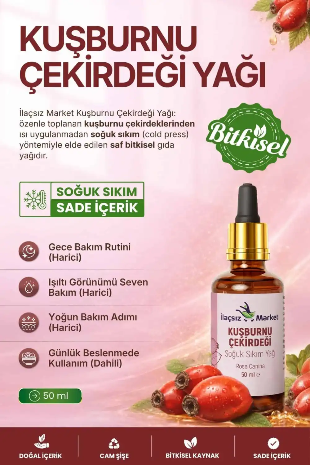 Kuşburnu Çekirdeği Yağı / 50 ml