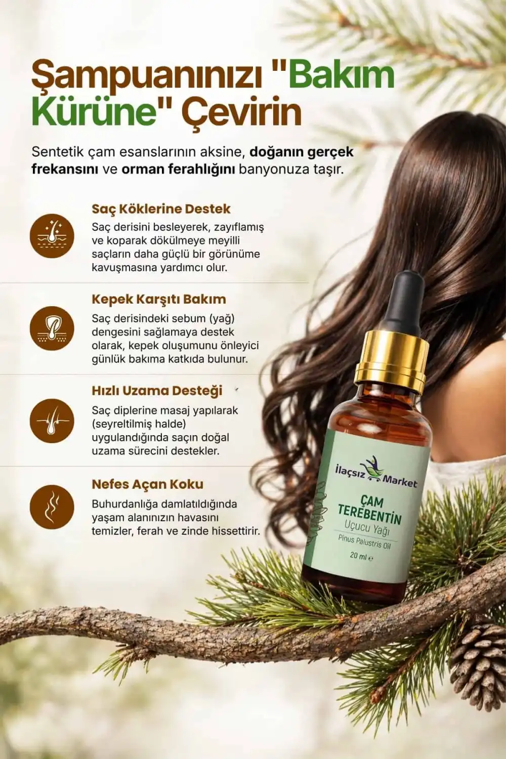 ÇAM TEREBENTİN UÇUCU YAĞI (Pinus sylvestris) – %100 Saf & Doğal / 20 ml
