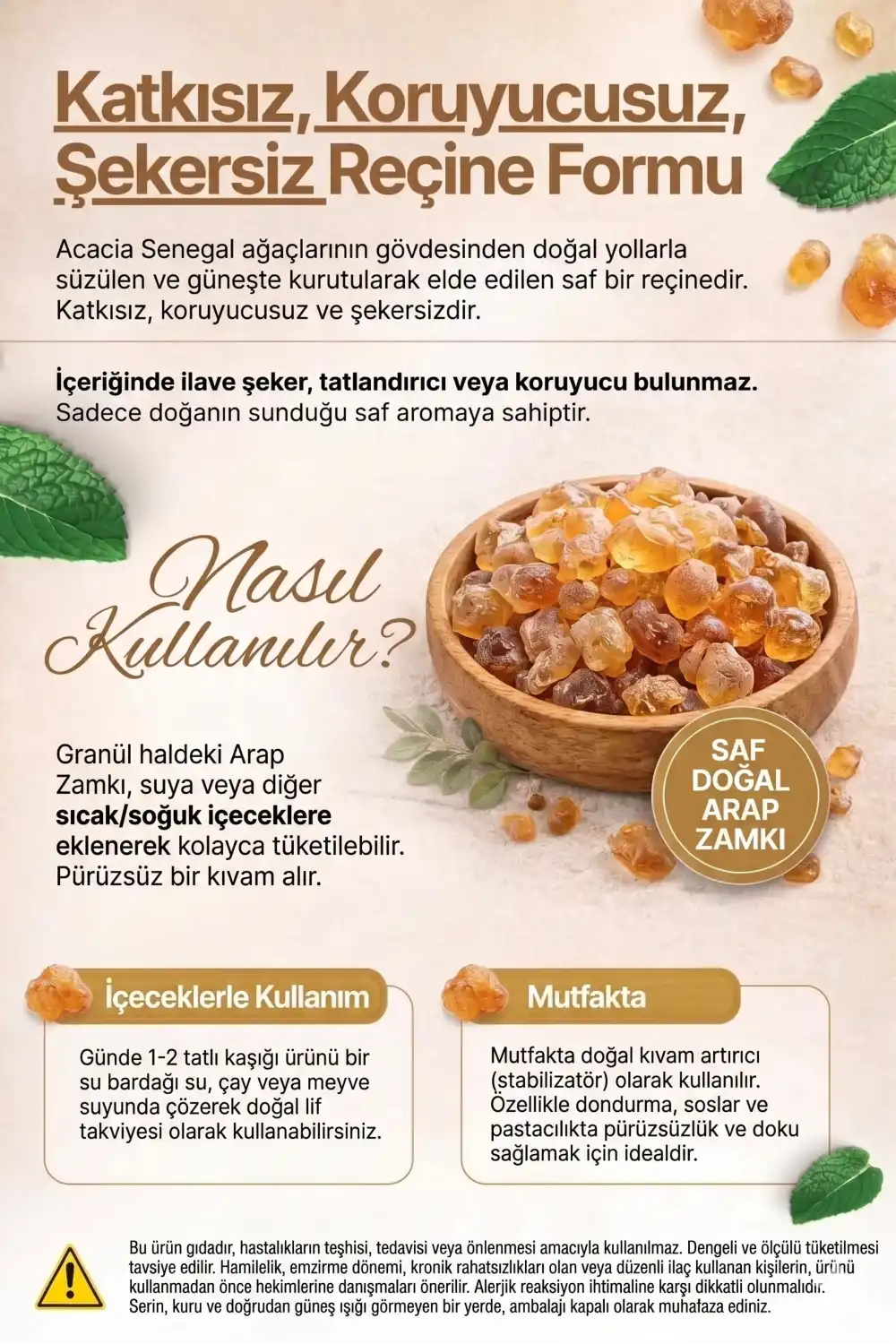 Akasya Gamı (Arap Zamkı) Tane - %100 Doğal Reçine / 50 Gram
