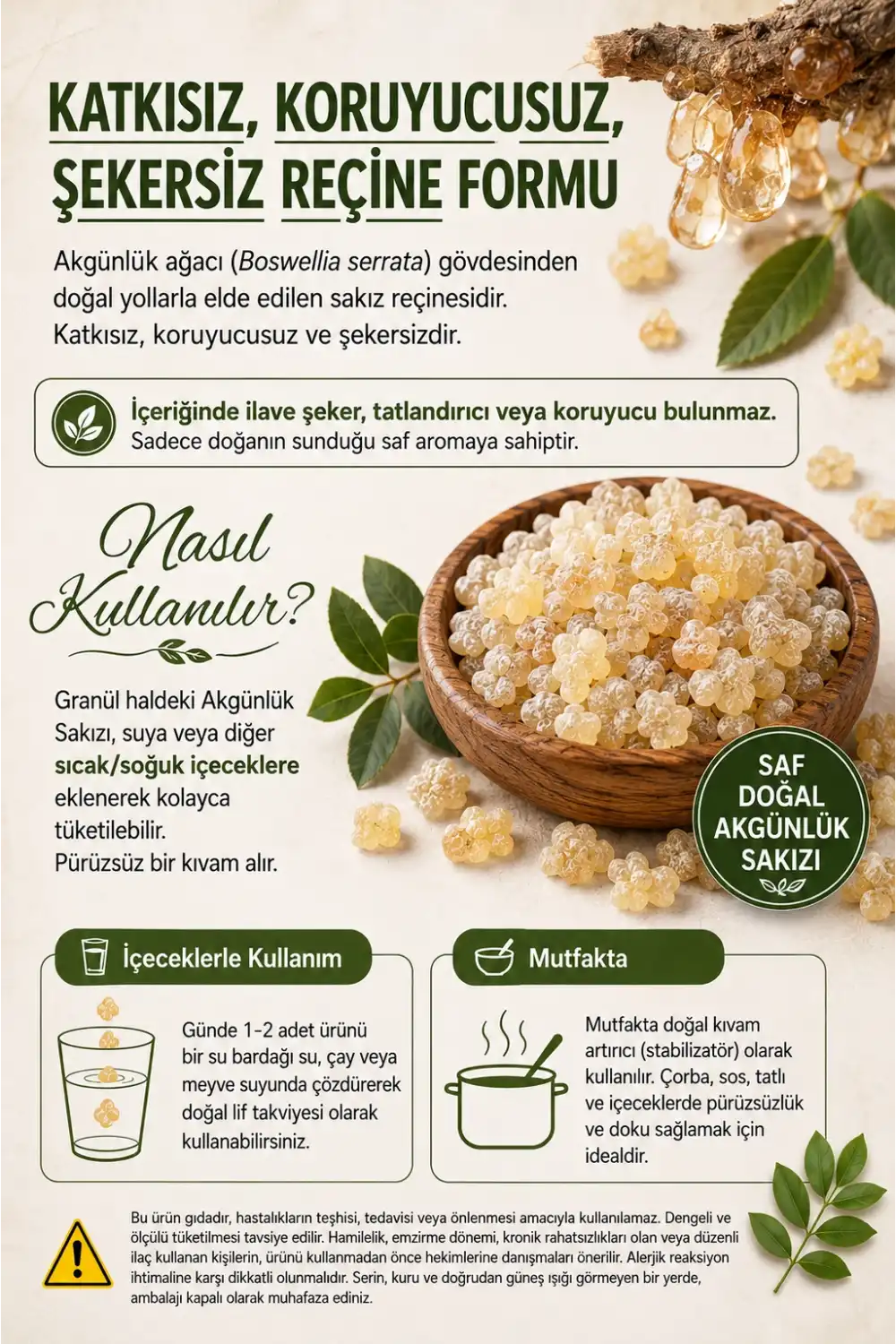 Akgünlük Sakızı - Tane %100 Doğal Reçine / 50 Gram