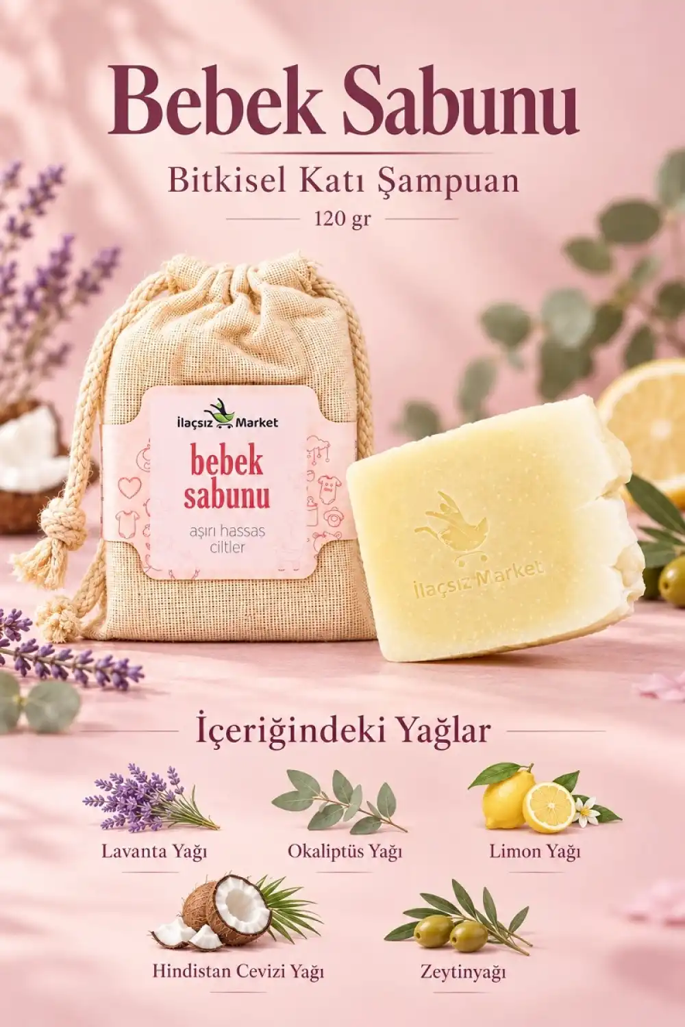 Bebek Sabunu (Bitkisel Katı Şampuan) / 120 gr
