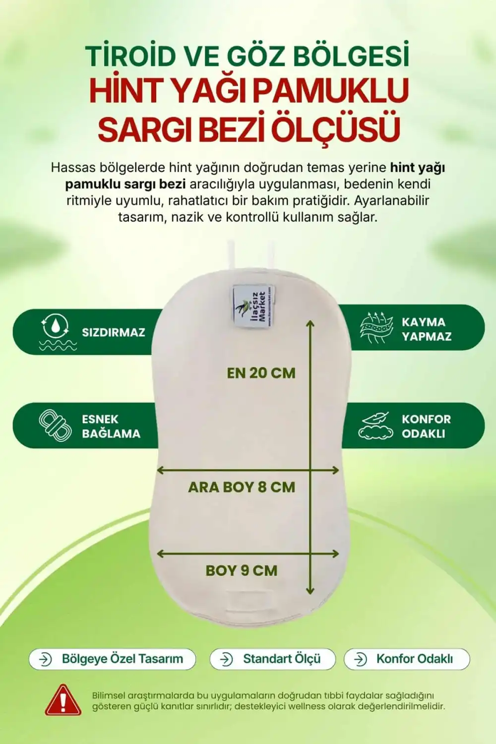 Boyun ve Göz Çevresi Hint Yağı Uygulama Bezi – Ayarlanabilir Stoperli & %100 Pamuk