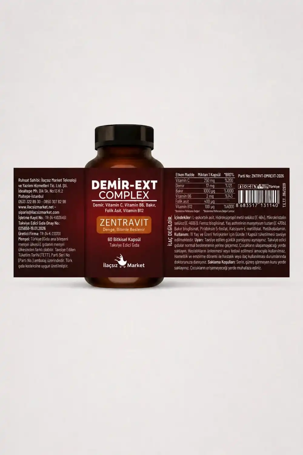 Demir Ext Complex (Ferroz Bisglisinat) 60 Kapsül / %50 İNDİRİM