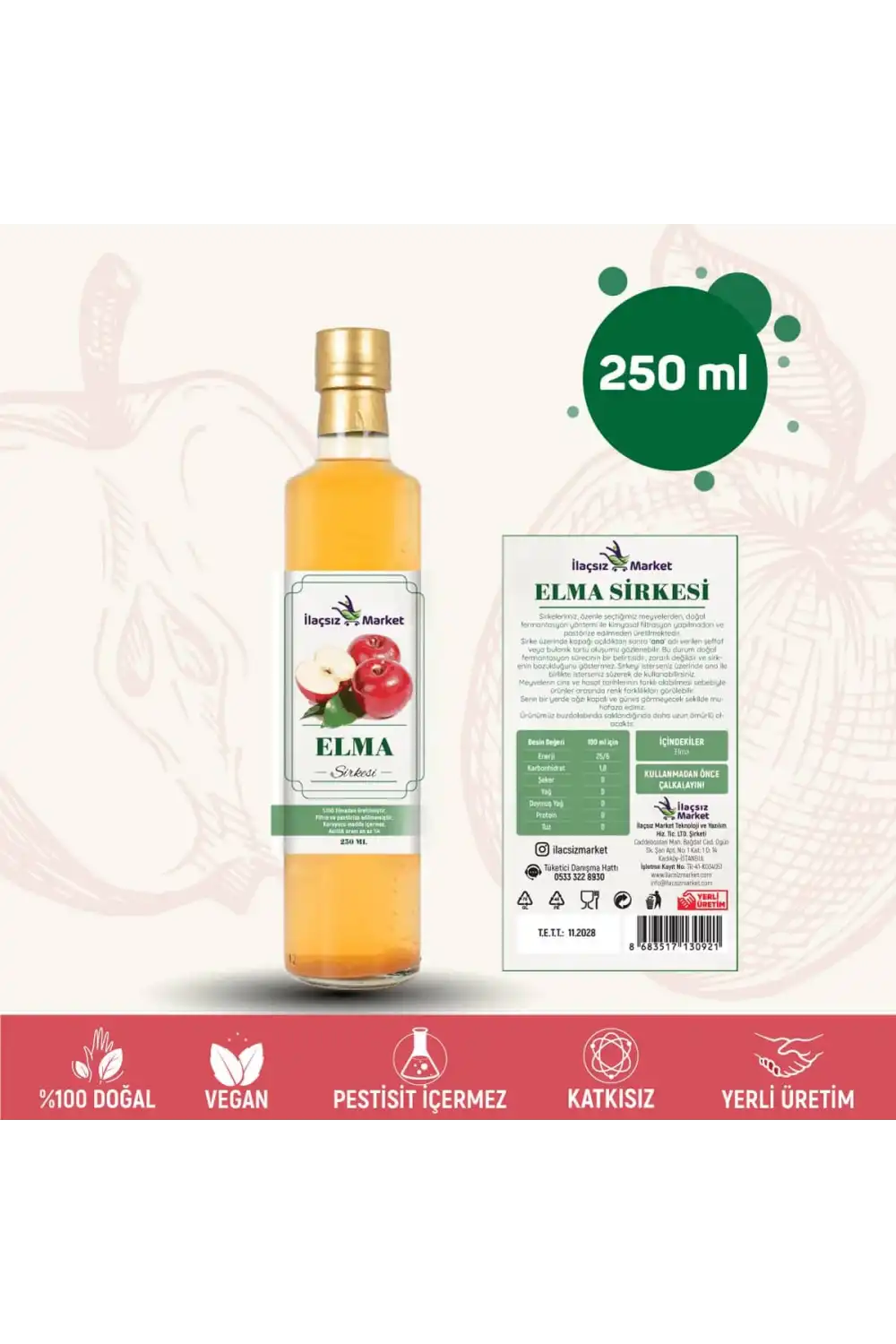 Elma Sirkesi / 250 ml (Çok Keskin)