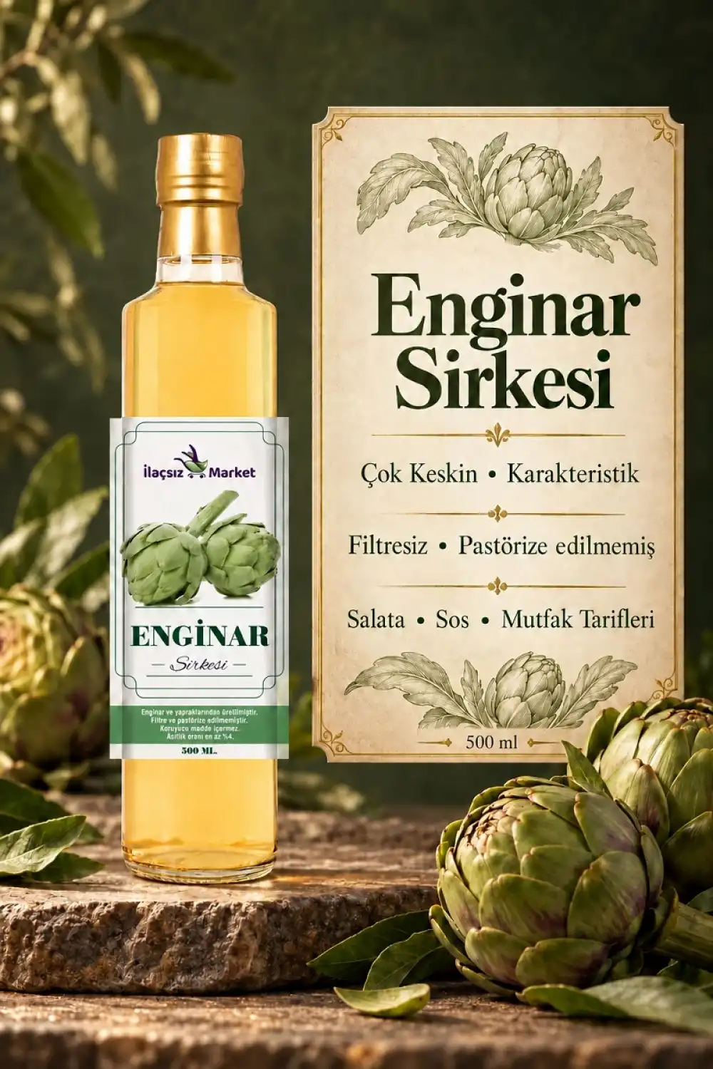 Enginar Sirkesi / 500 ml (Çok Keskin)