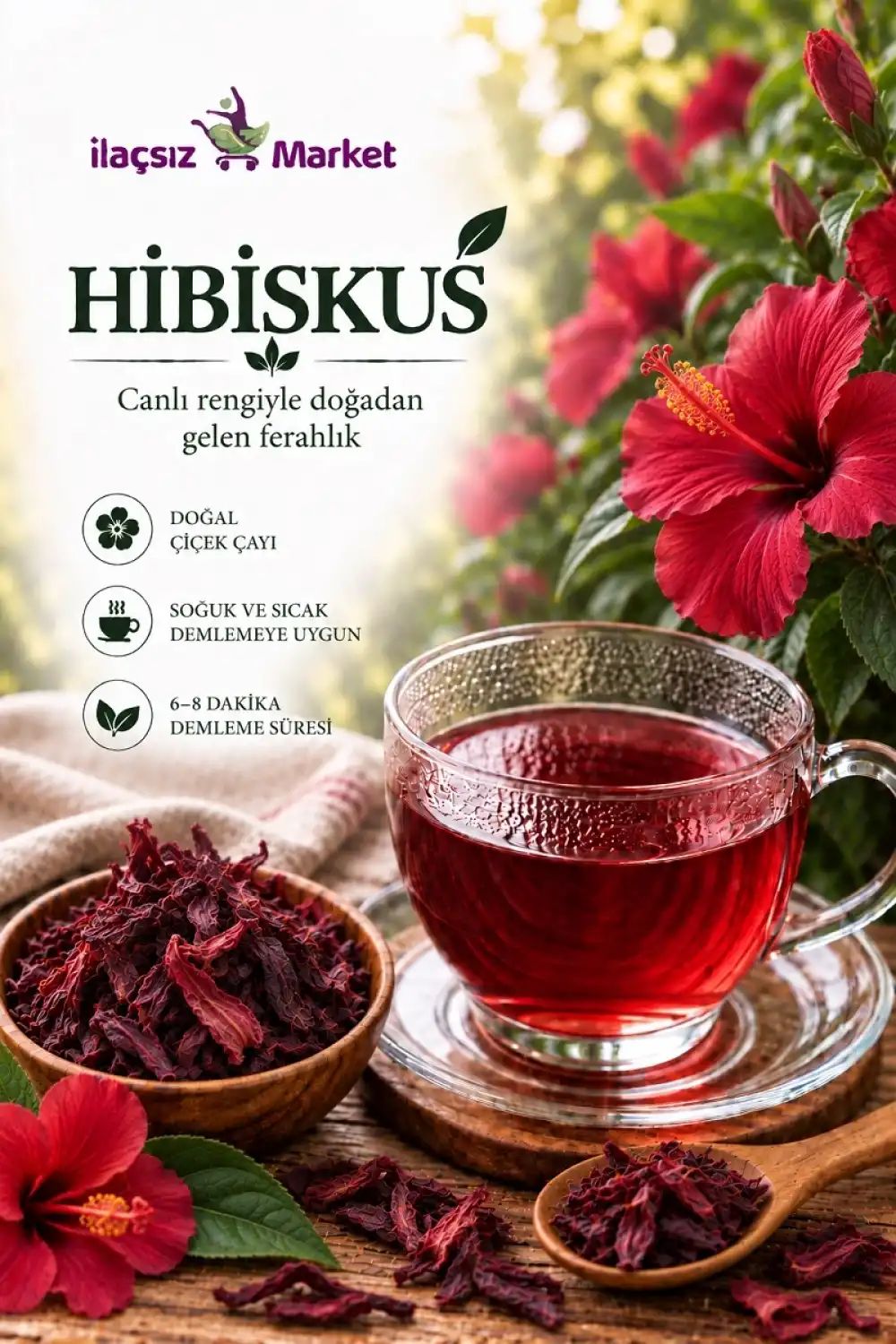 Hibiskus (Hatmi Çiçeği) (Hibiscus Sabdariffa) / 50 gr