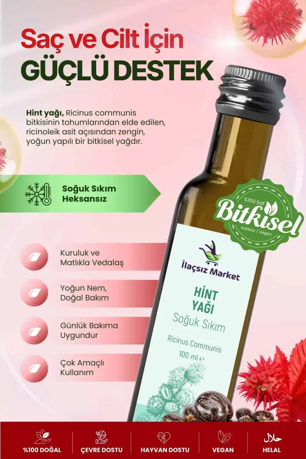 Hint Yağı / 100 ml. Soğuk Sıkım (HEXANSIZ)