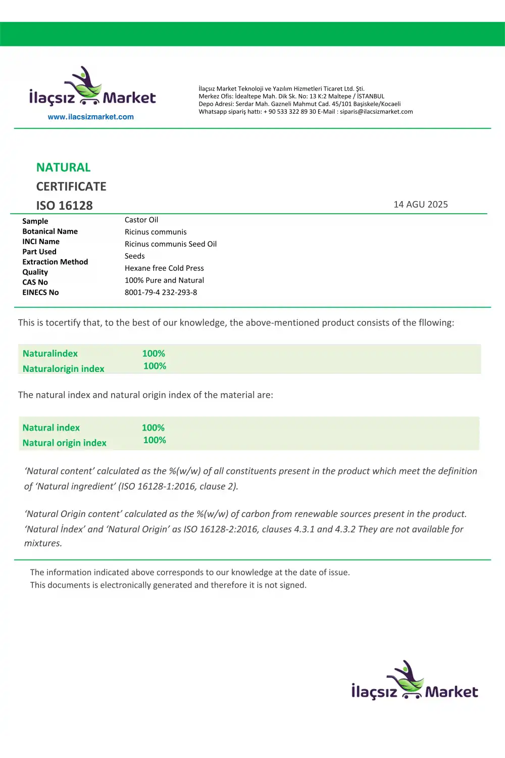 Hint Yağı / 100 ml. Soğuk Sıkım (HEXANSIZ)