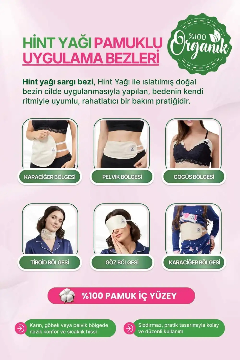 Hint Yağı Göğüs Uygulama Bezi (Castor Oil Pack) – %100 Organik & Sızdırmaz A-B CUP