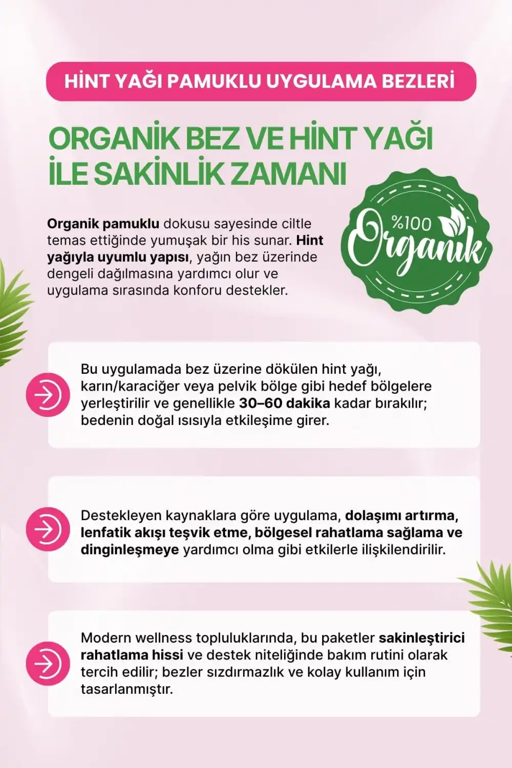 Hint Yağı Göğüs Uygulama Bezi (Castor Oil Pack) – %100 Organik & Sızdırmaz A-B CUP