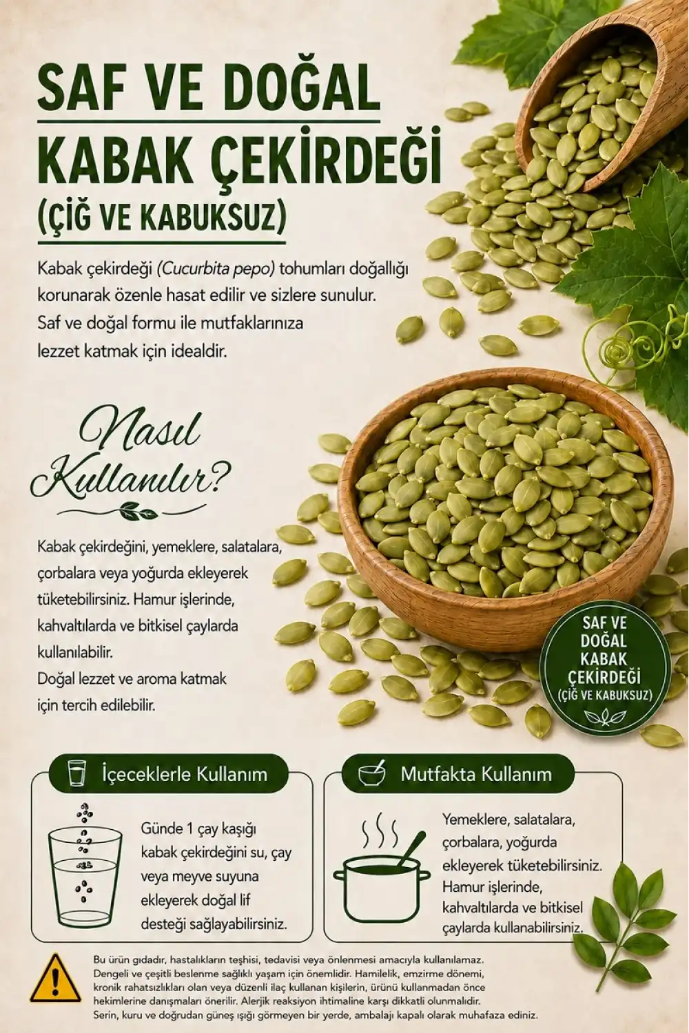 Kabak Çekirdeği (Çiğ ve Kabuksuz) / 50 gr.