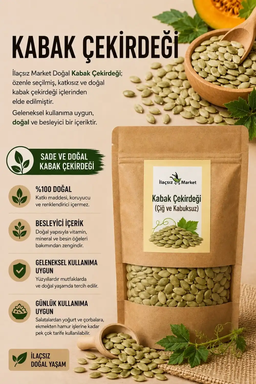 Kabak Çekirdeği (Çiğ ve Kabuksuz) / 50 gr.